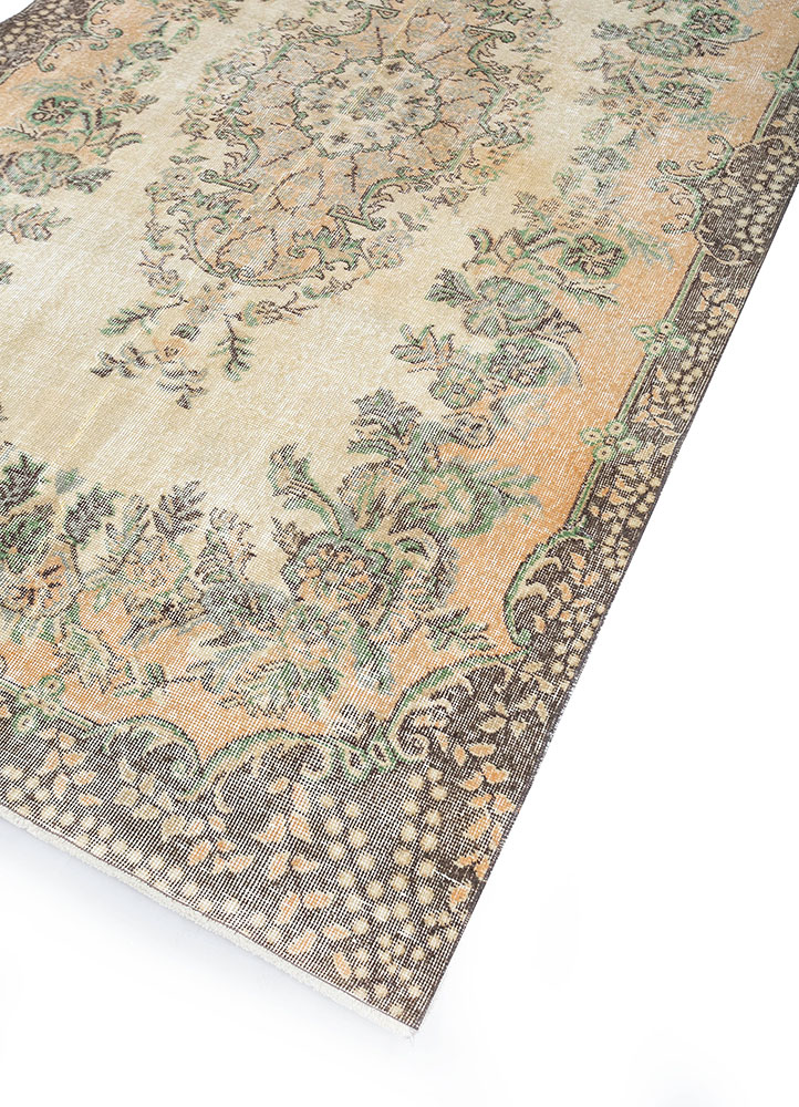 vintage red and orange wool hand knotted Rug - FloorShot
