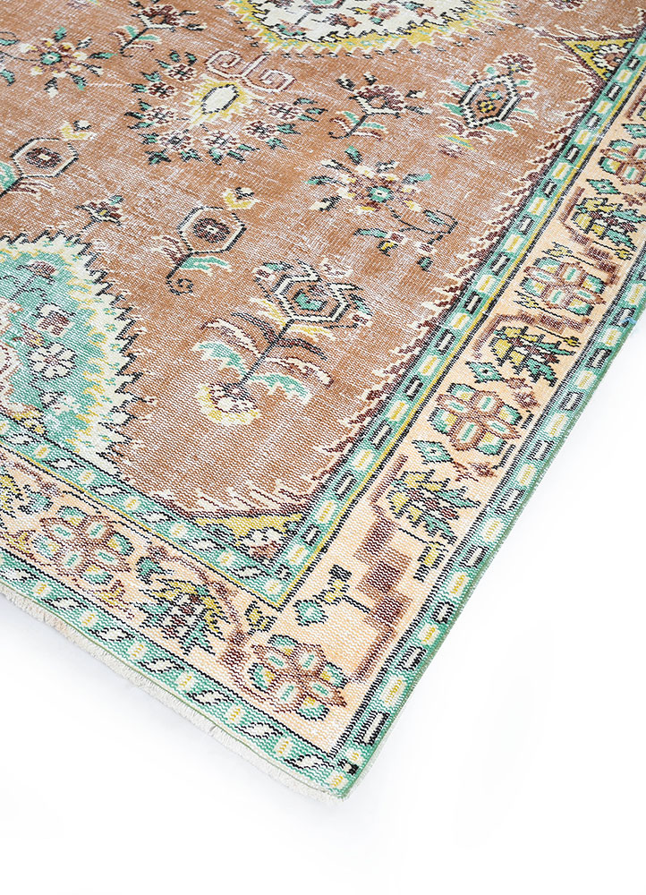 vintage red and orange wool hand knotted Rug - FloorShot