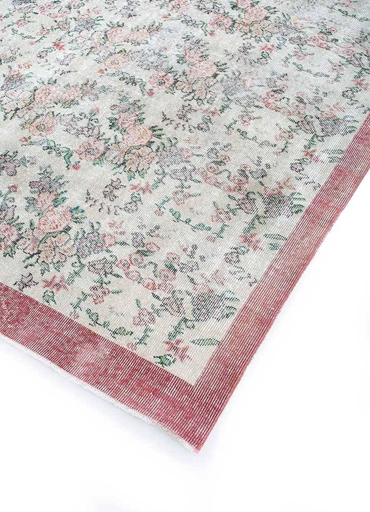 vintage red and orange wool hand knotted Rug - FloorShot