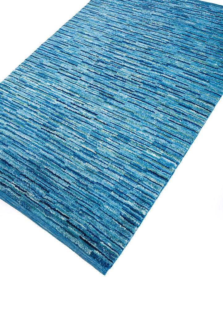 nuray blue wool hand knotted Rug - FloorShot