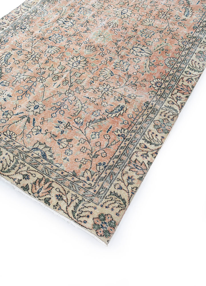 vintage red and orange wool hand knotted Rug - FloorShot