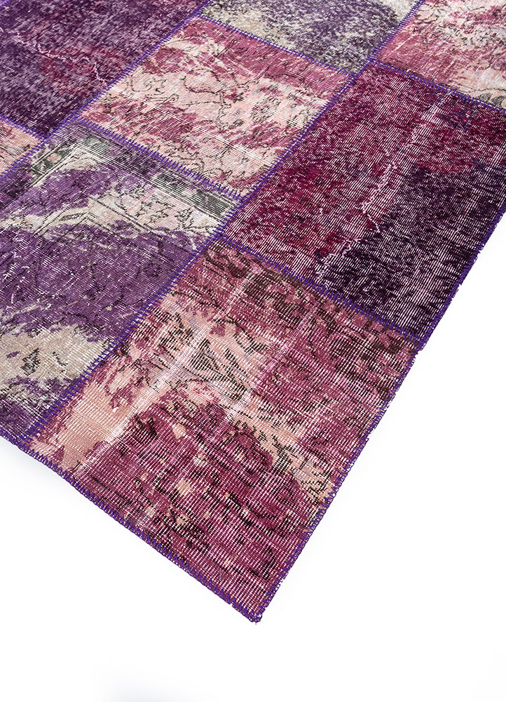 provenance pink and purple wool hand knotted Rug - FloorShot