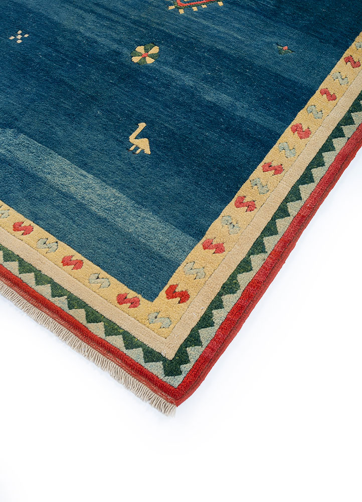 nuray blue wool hand knotted Rug - FloorShot