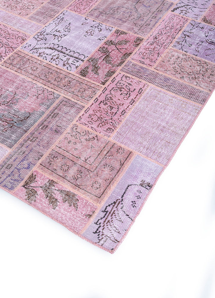 provenance pink and purple wool hand knotted Rug - FloorShot