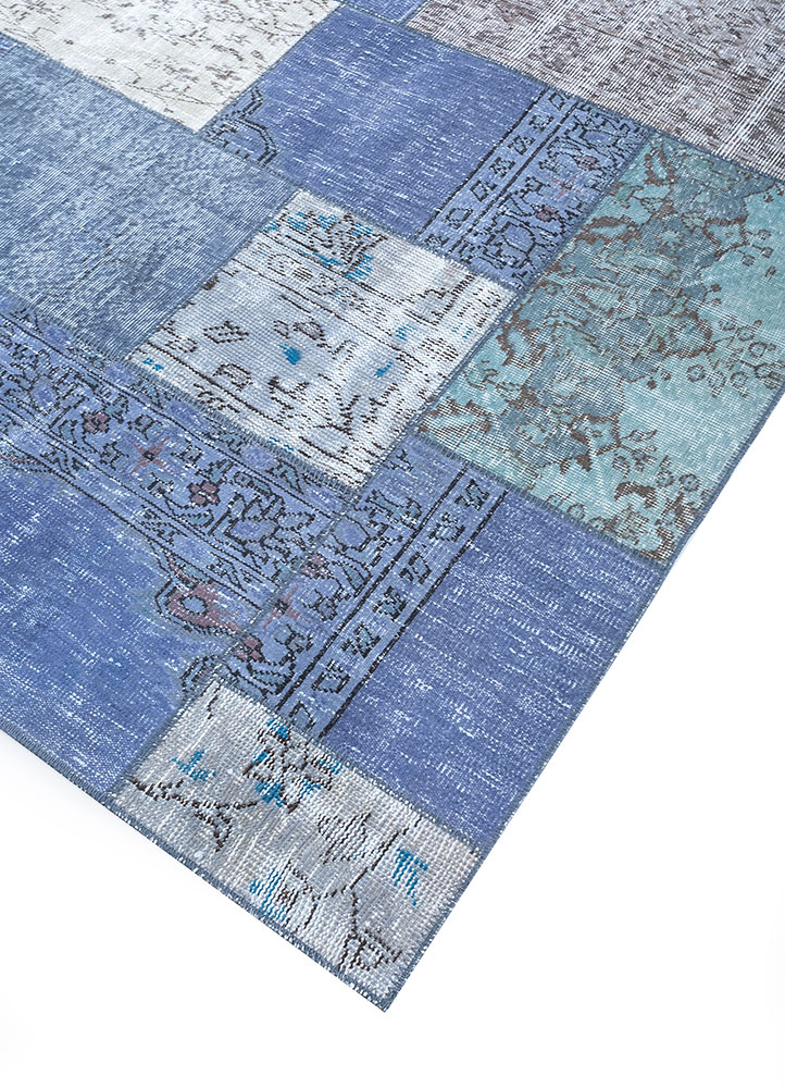 provenance blue wool hand knotted Rug - FloorShot