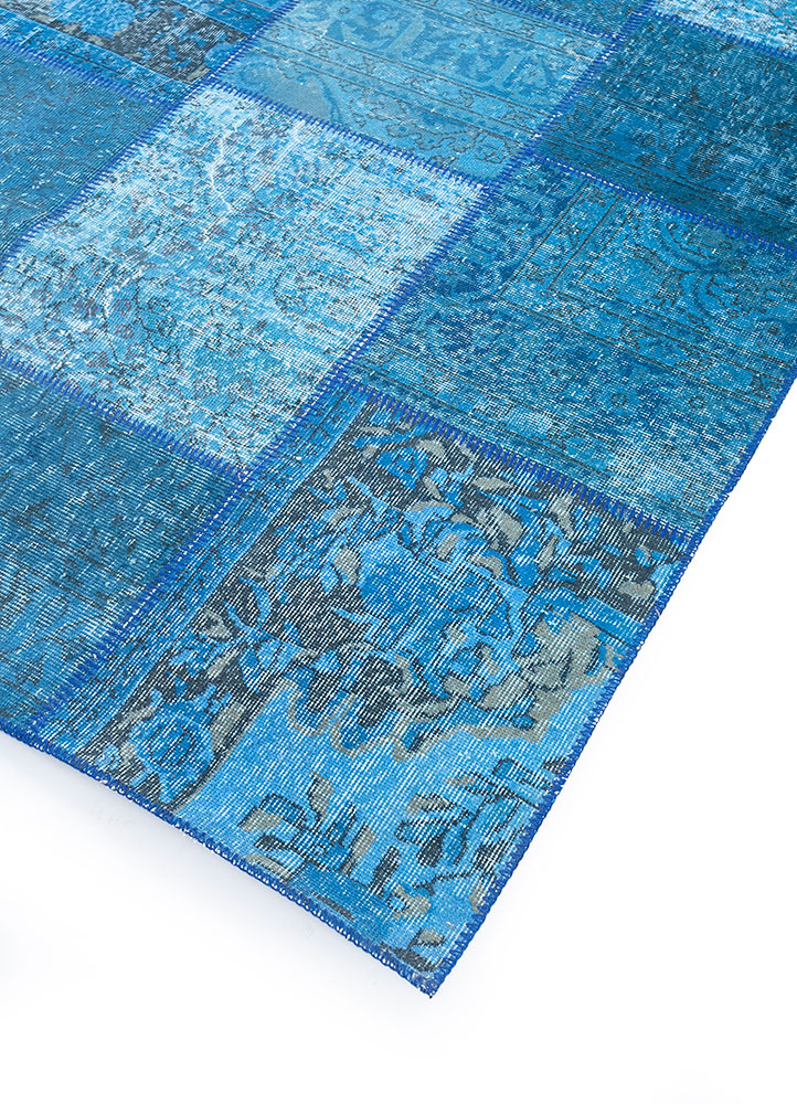 provenance blue wool hand knotted Rug - FloorShot