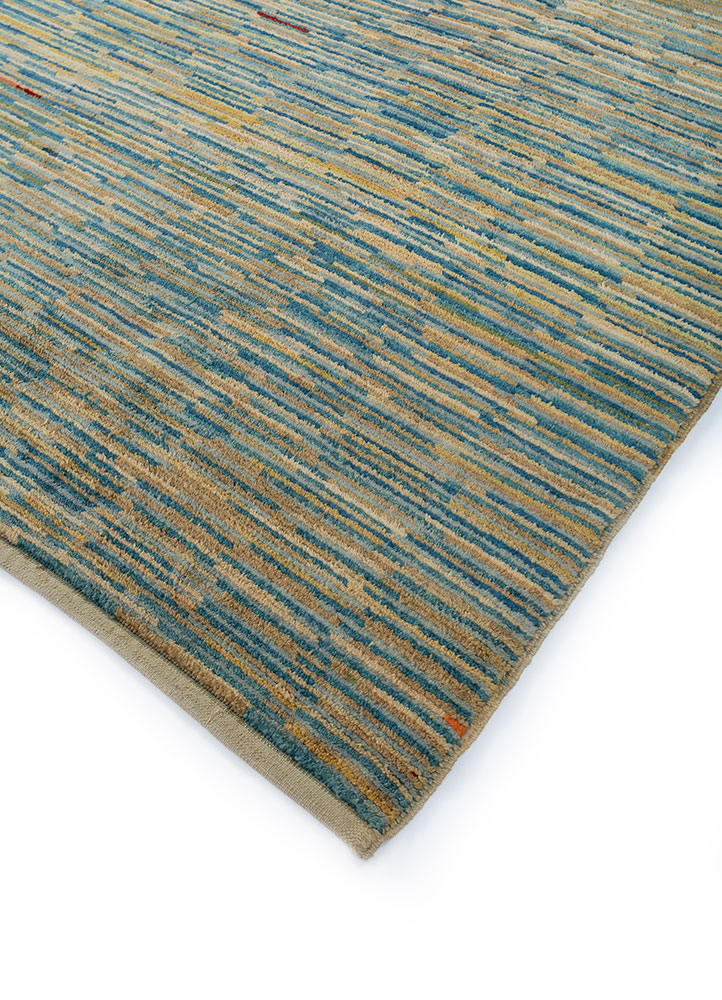 nuray blue wool hand knotted Rug - FloorShot