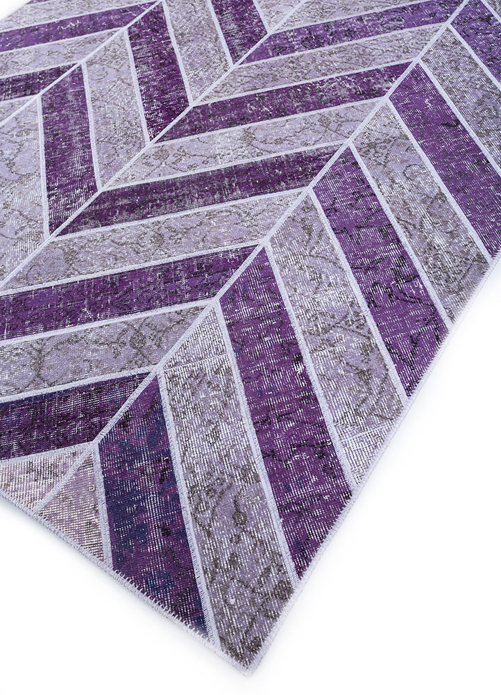 provenance pink and purple wool hand knotted Rug - FloorShot