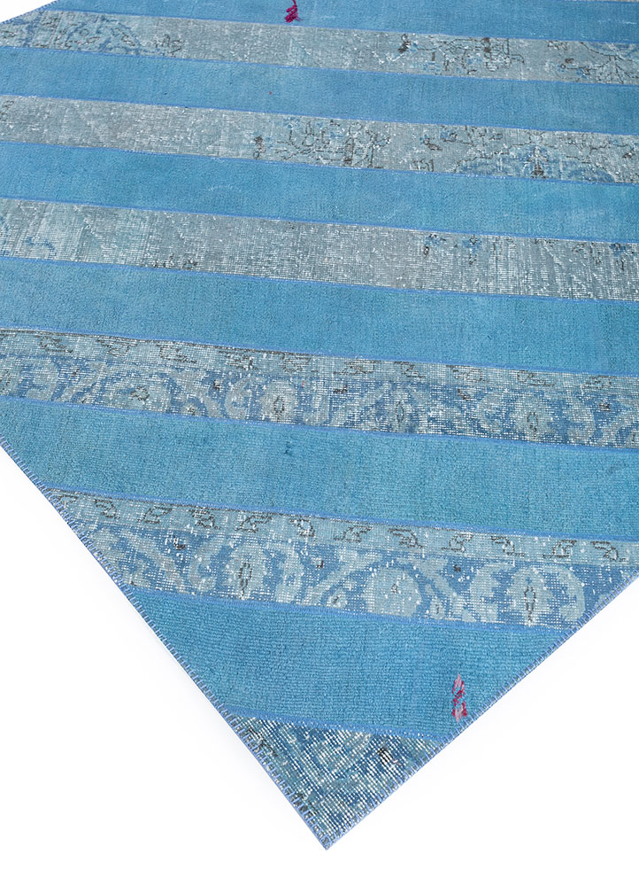 provenance blue wool hand knotted Rug - FloorShot