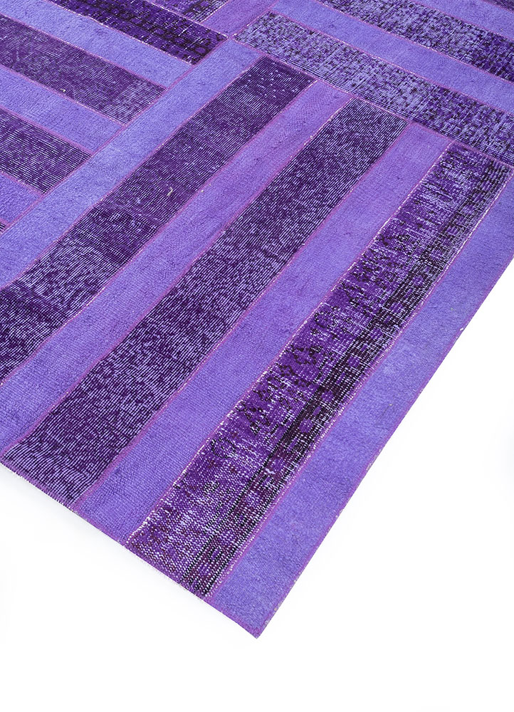 provenance pink and purple wool hand knotted Rug - FloorShot