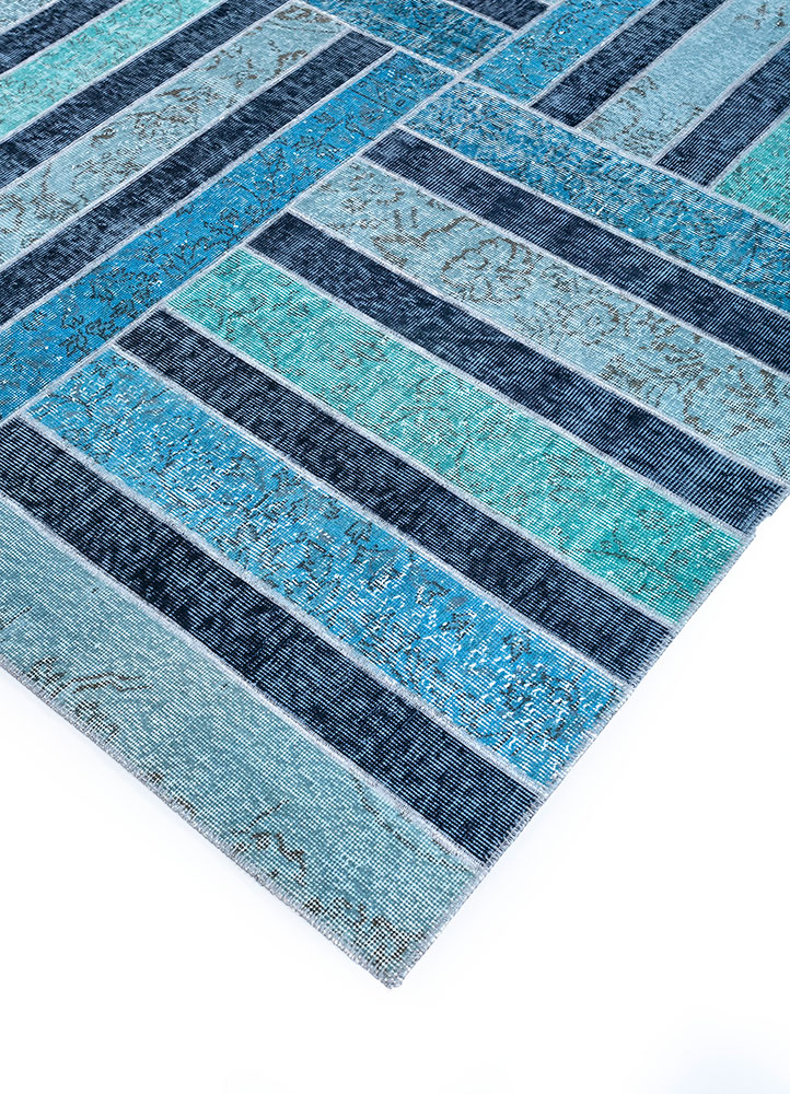 provenance blue wool hand knotted Rug - FloorShot