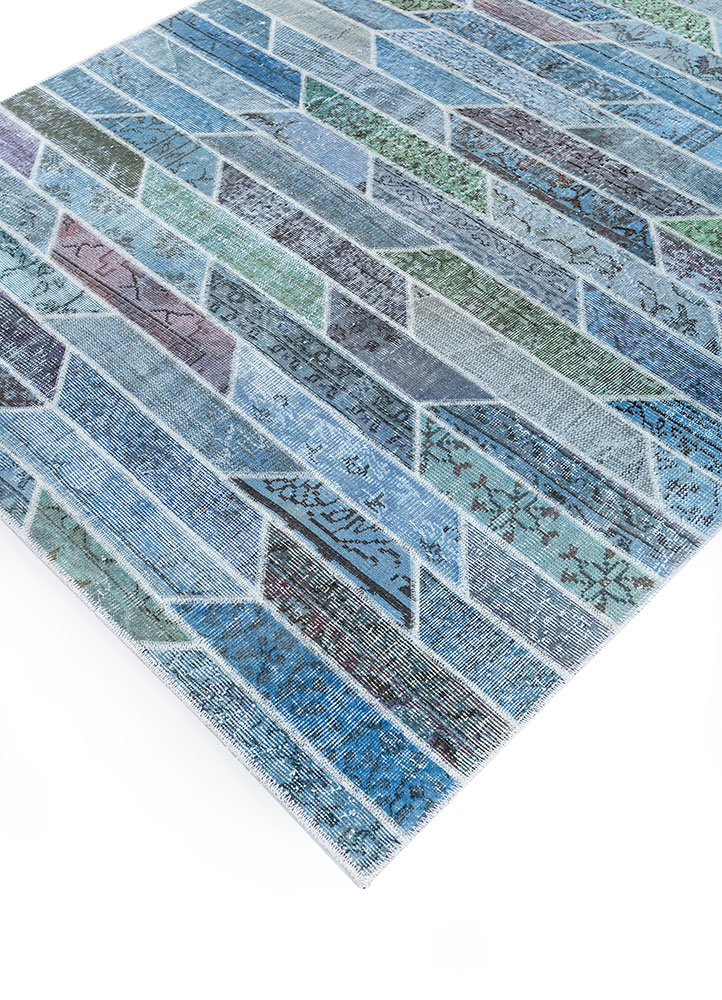 provenance blue wool hand knotted Rug - FloorShot