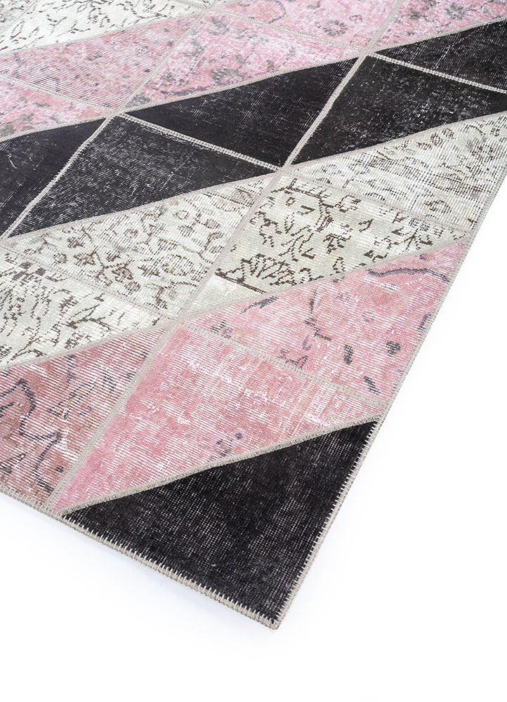 provenance pink and purple wool hand knotted Rug - FloorShot