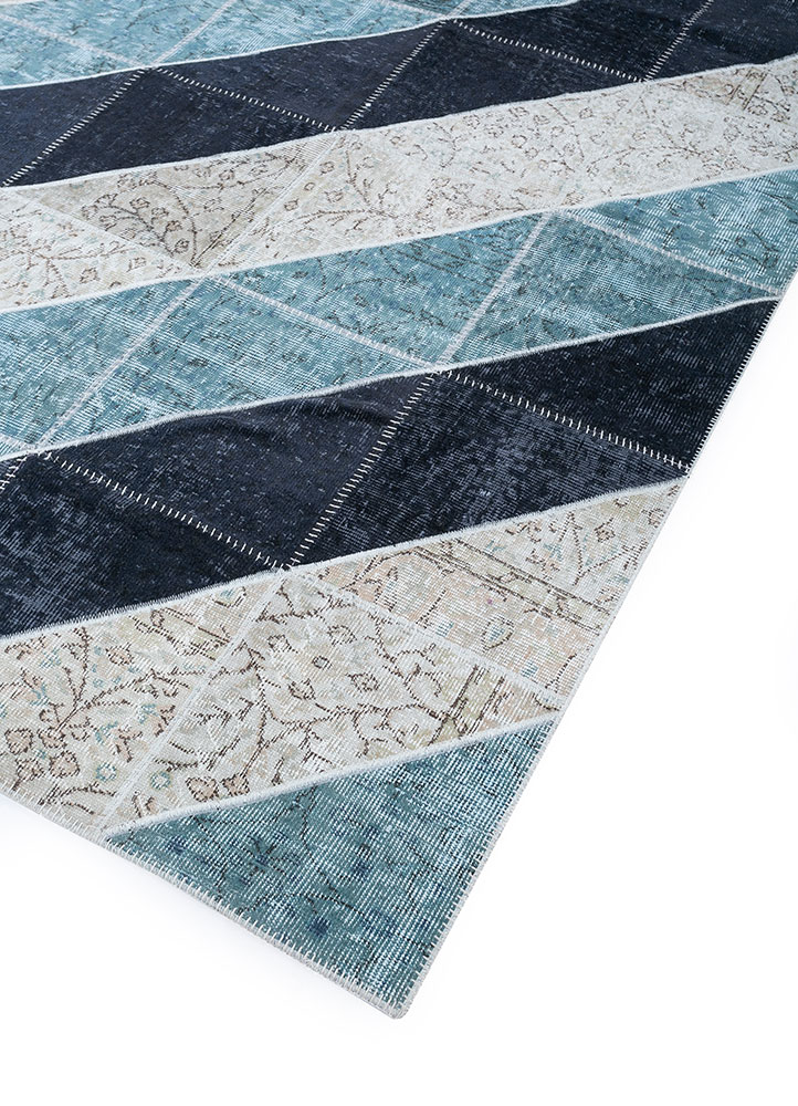 provenance blue wool hand knotted Rug - FloorShot