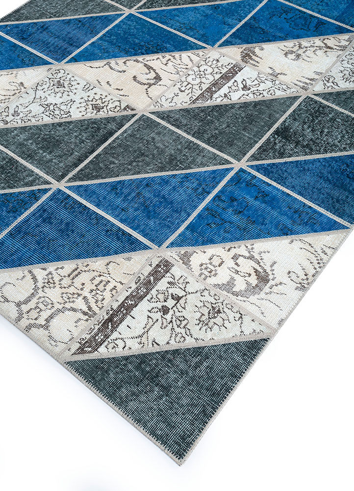 provenance blue wool hand knotted Rug - FloorShot