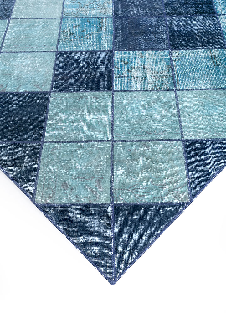 provenance blue wool hand knotted Rug - FloorShot