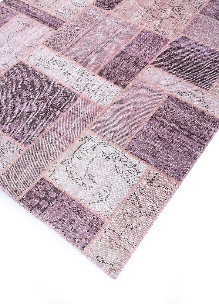provenance pink and purple wool hand knotted Rug - FloorShot