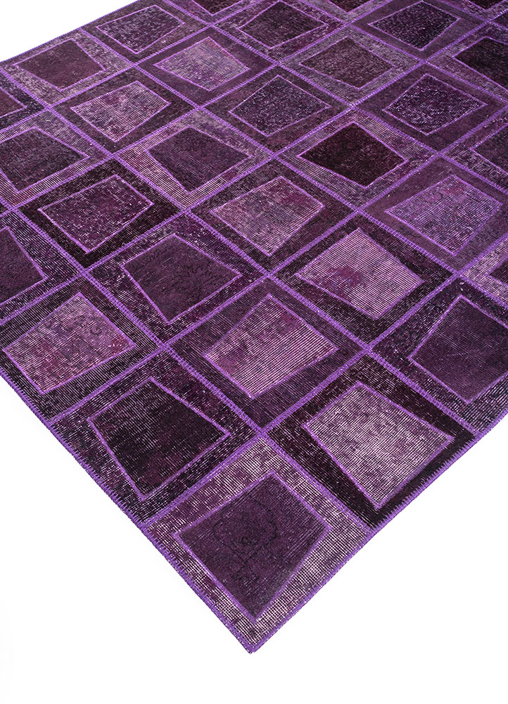 provenance pink and purple wool hand knotted Rug - FloorShot