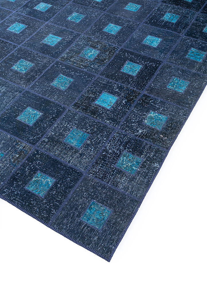 provenance blue wool hand knotted Rug - FloorShot