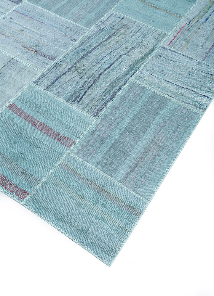 provenance blue wool hand knotted Rug - FloorShot