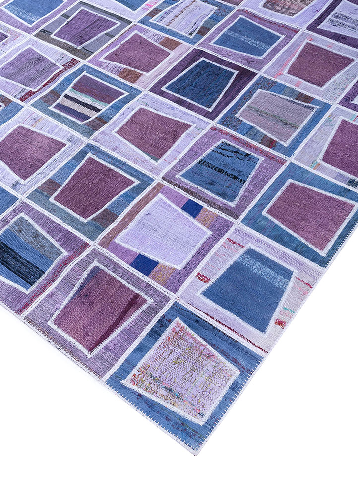 provenance pink and purple wool hand knotted Rug - FloorShot