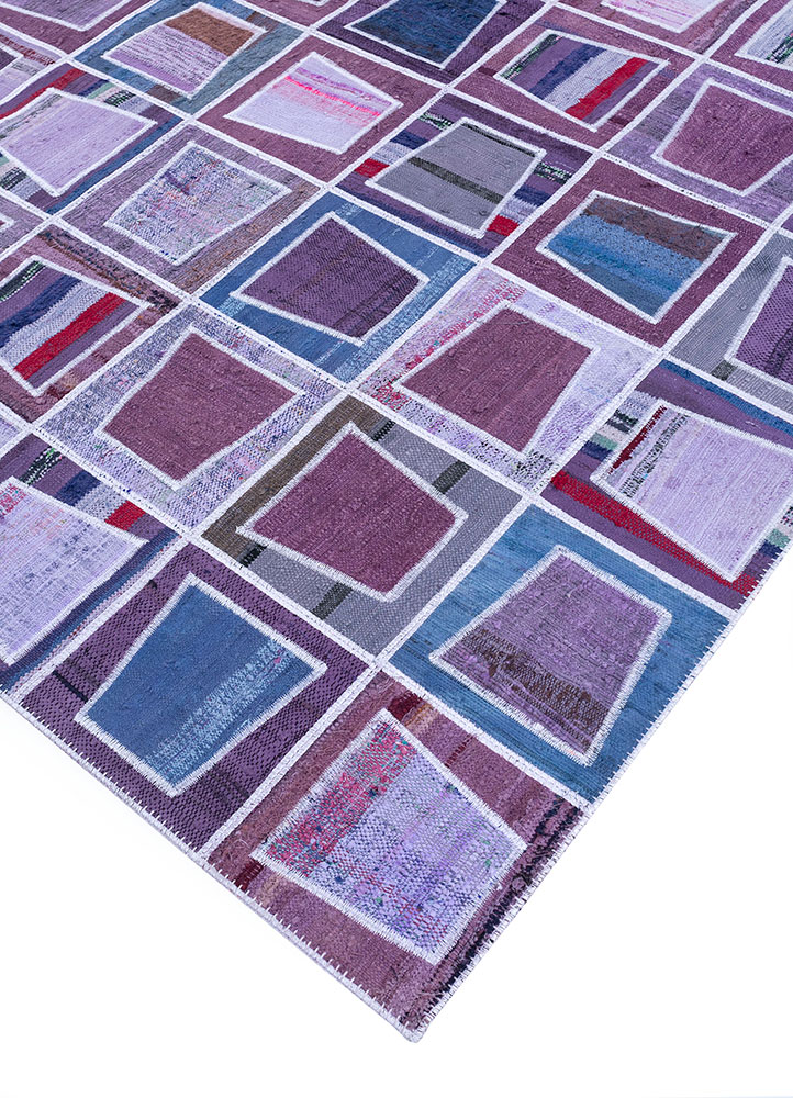 provenance pink and purple wool hand knotted Rug - FloorShot