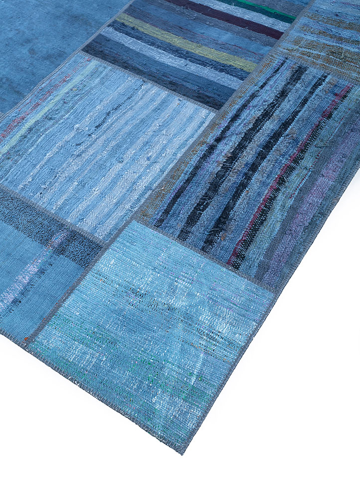 provenance blue wool hand knotted Rug - FloorShot