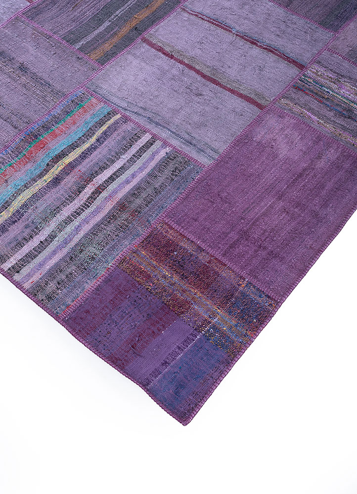 provenance pink and purple wool hand knotted Rug - FloorShot