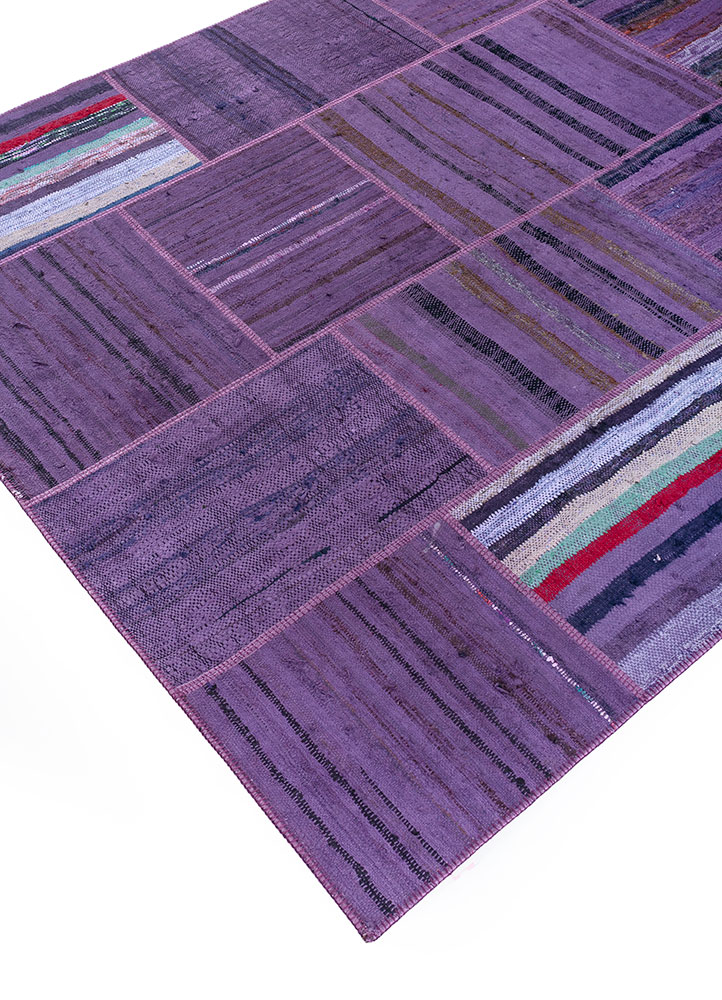 provenance pink and purple wool hand knotted Rug - FloorShot