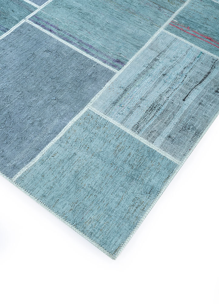 provenance blue wool hand knotted Rug - FloorShot