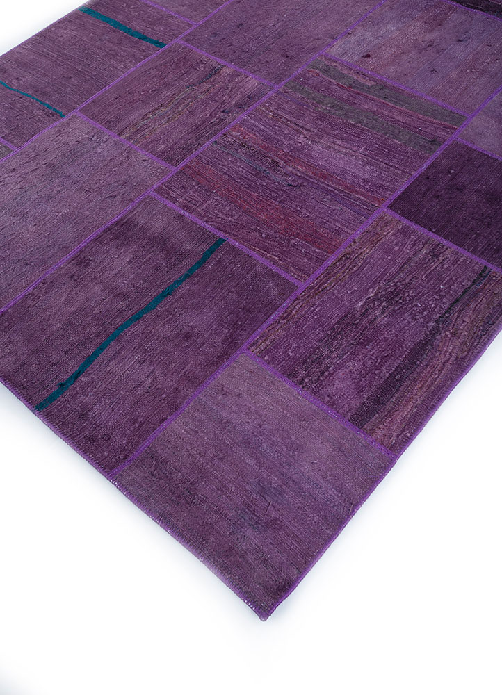 provenance pink and purple wool hand knotted Rug - FloorShot