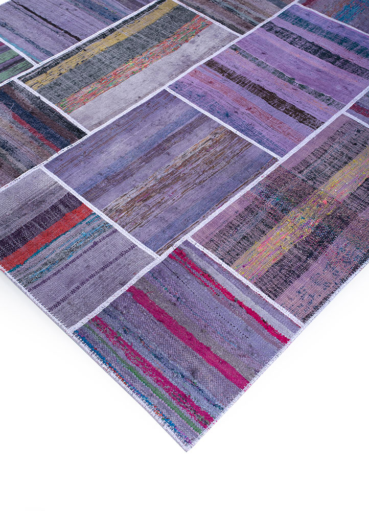 provenance pink and purple wool hand knotted Rug - FloorShot