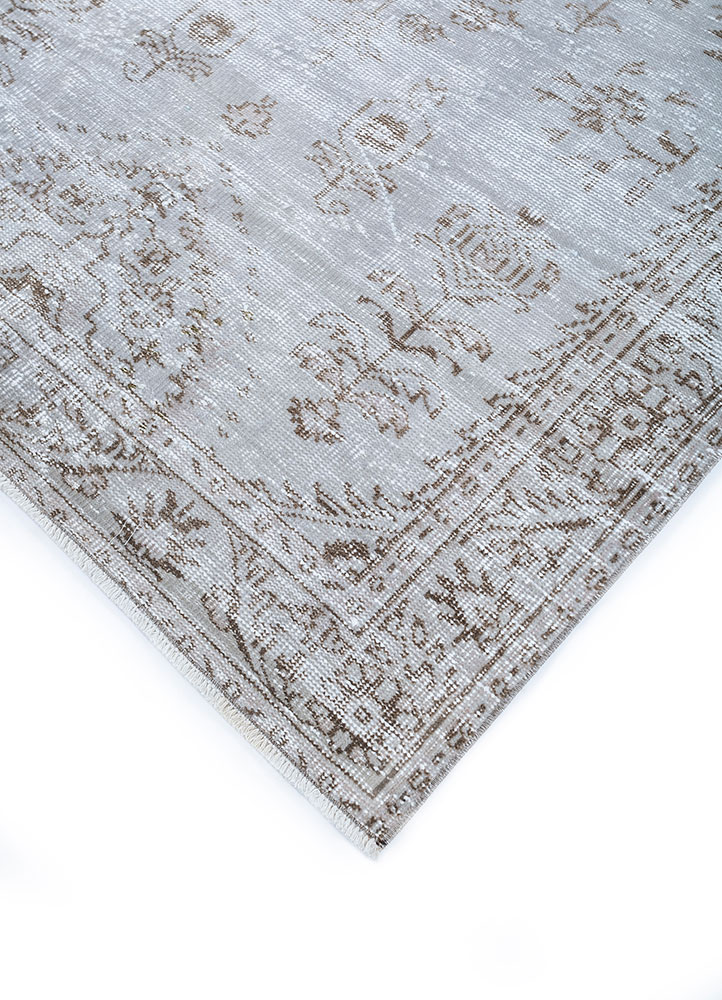 vintage grey and black wool hand knotted Rug - FloorShot