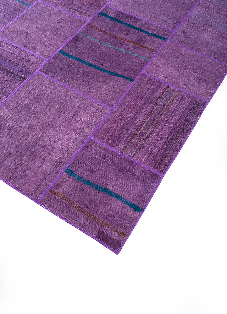 provenance pink and purple wool hand knotted Rug - FloorShot