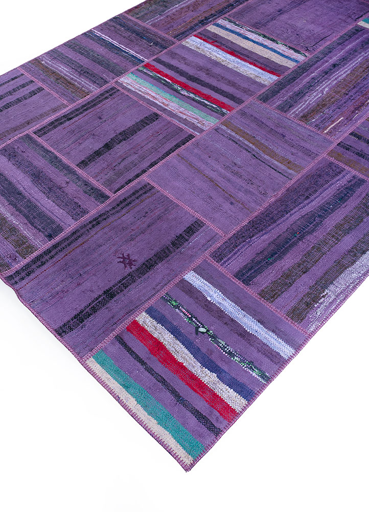 provenance pink and purple wool hand knotted Rug - FloorShot