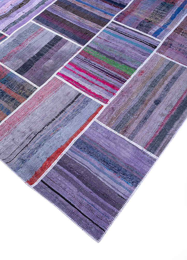 provenance pink and purple wool hand knotted Rug - FloorShot