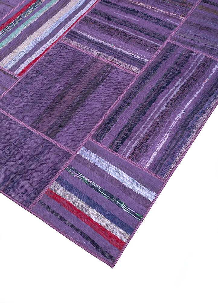 provenance pink and purple wool hand knotted Rug - FloorShot