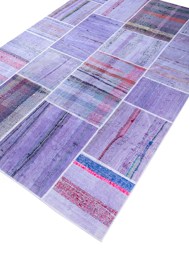 provenance pink and purple wool hand knotted Rug - FloorShot