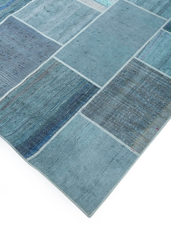 provenance blue wool hand knotted Rug - FloorShot