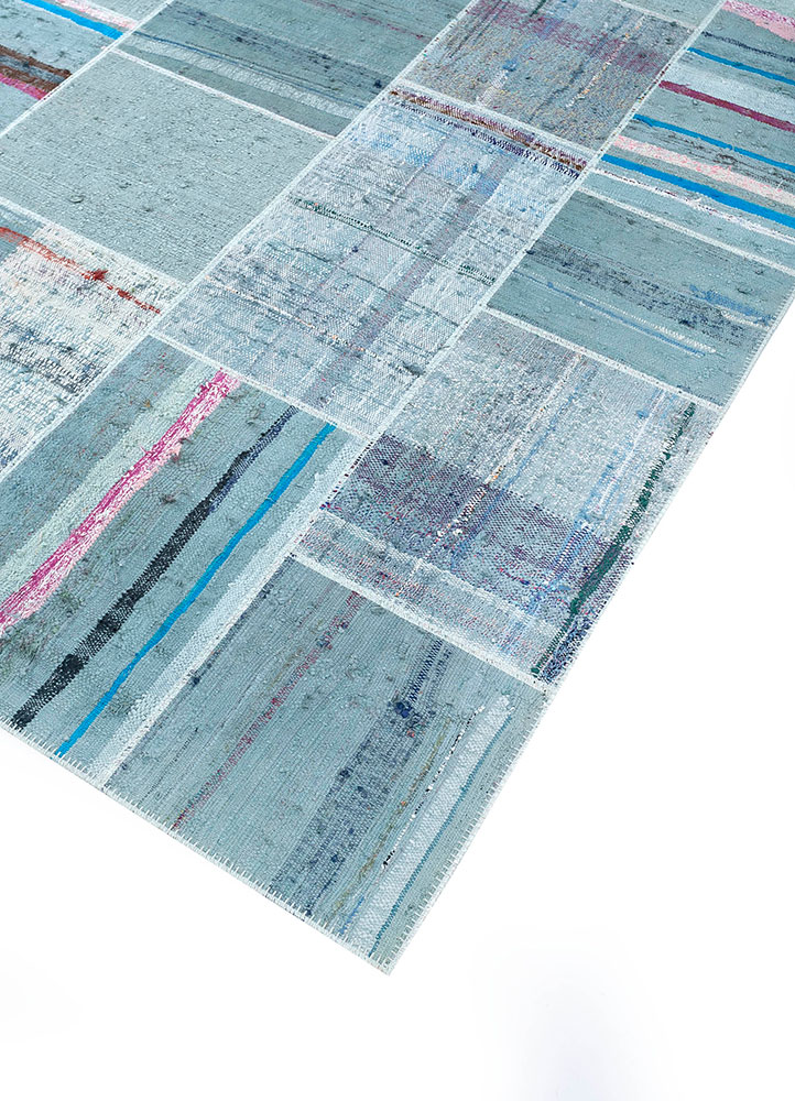 provenance blue wool hand knotted Rug - FloorShot