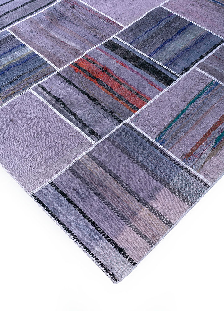 provenance pink and purple wool hand knotted Rug - FloorShot