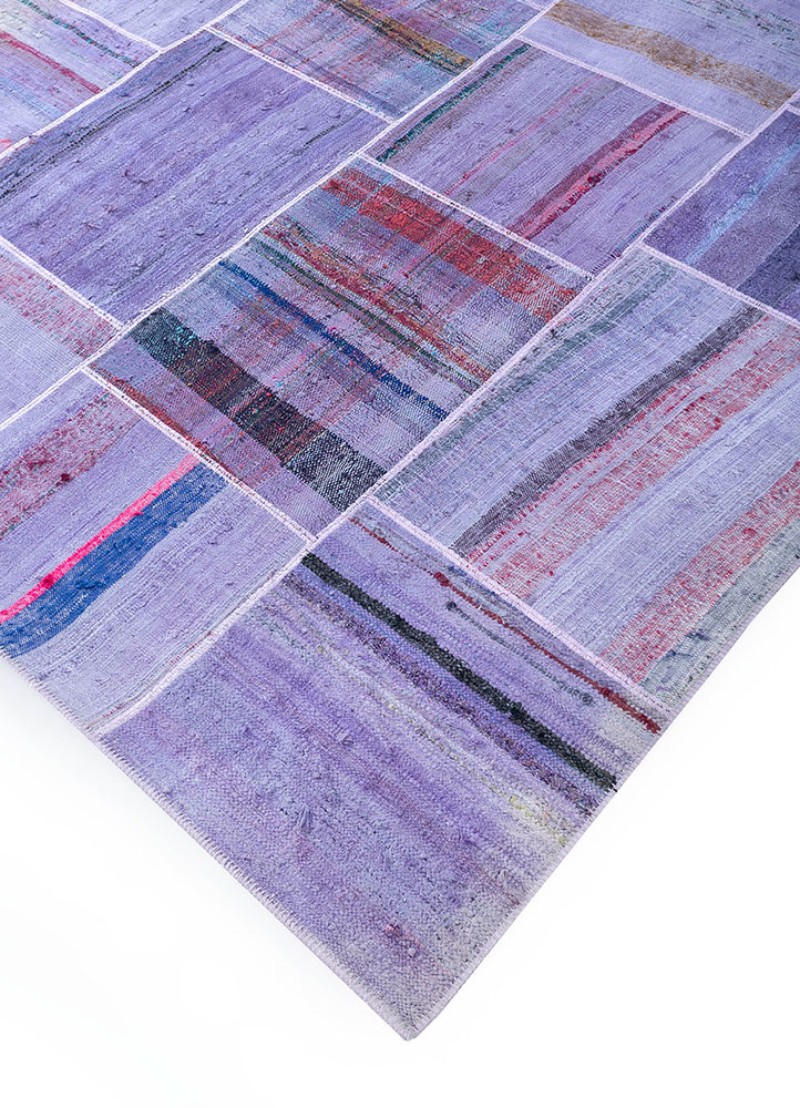 provenance pink and purple wool hand knotted Rug - FloorShot