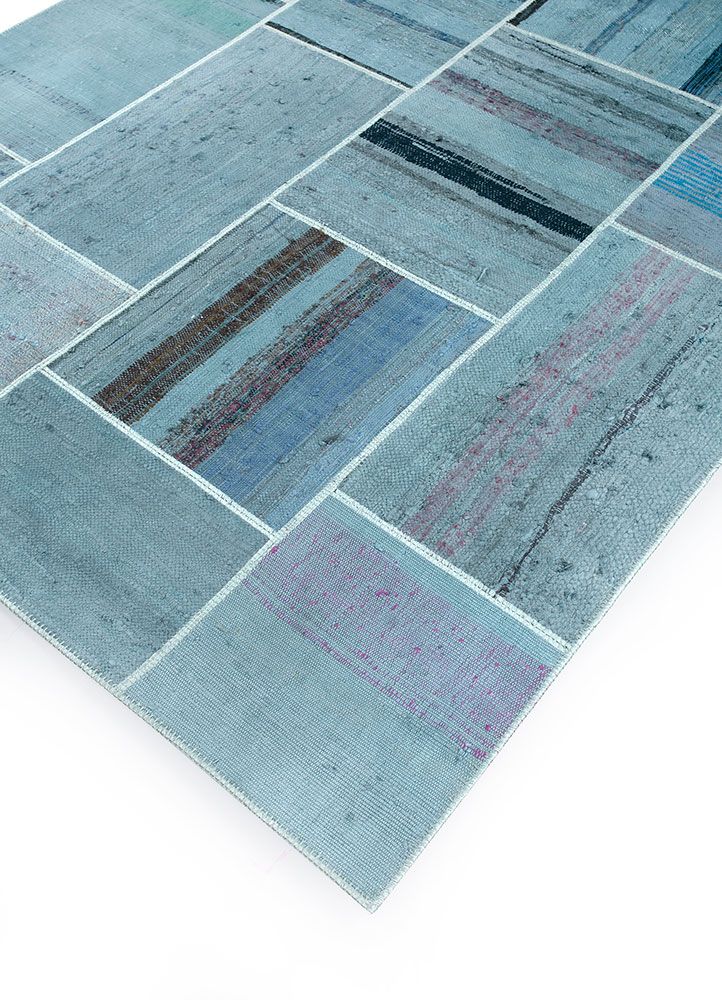 provenance blue wool hand knotted Rug - FloorShot