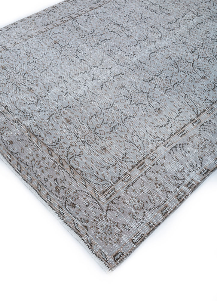 vintage grey and black wool hand knotted Rug - FloorShot