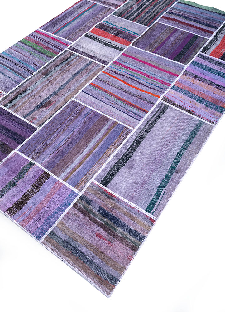 provenance pink and purple wool hand knotted Rug - FloorShot