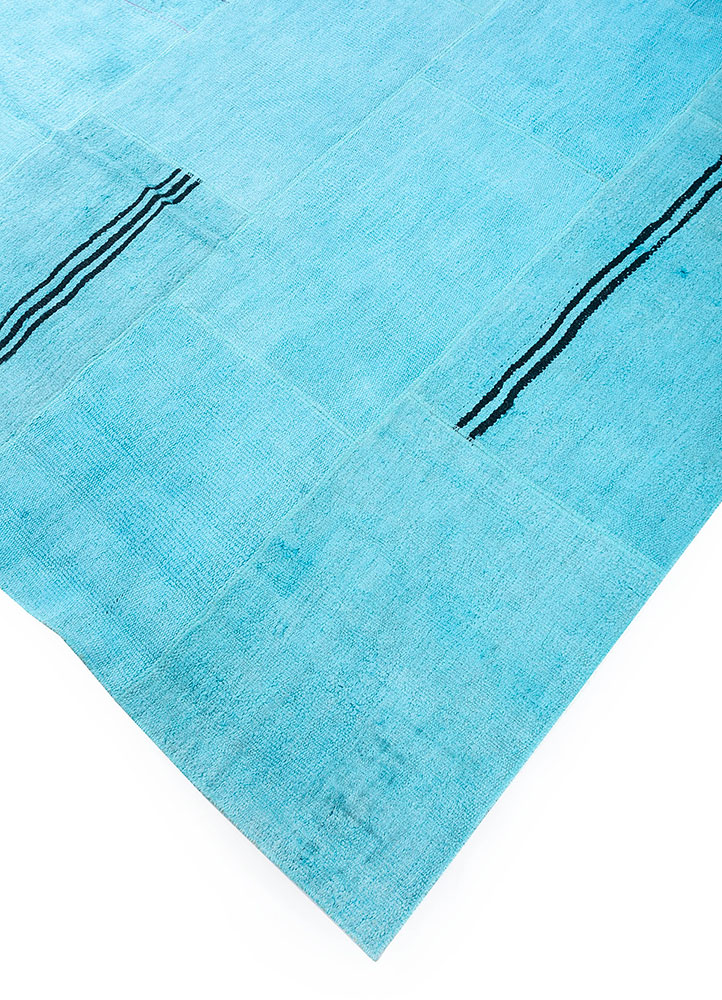 provenance blue wool hand knotted Rug - FloorShot