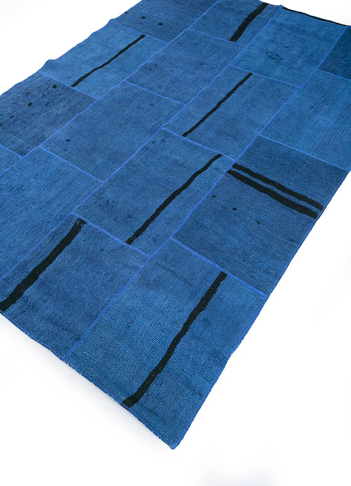 provenance blue wool hand knotted Rug - FloorShot