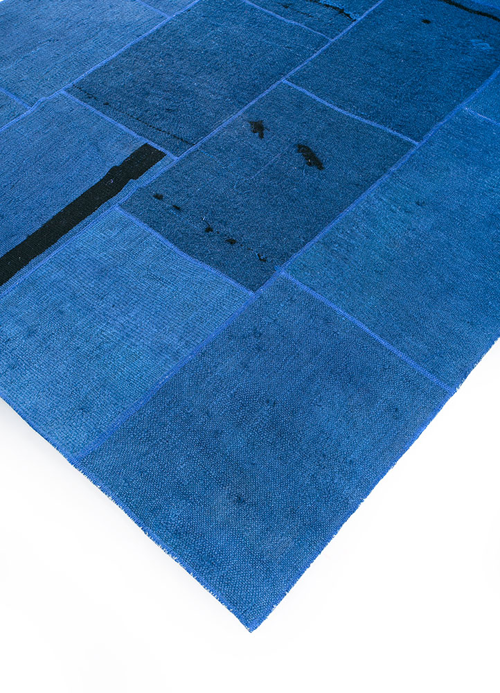 provenance blue wool hand knotted Rug - FloorShot