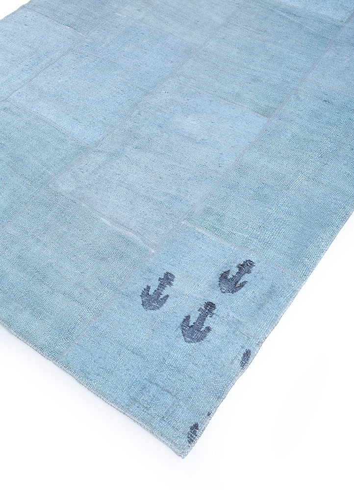 provenance blue wool hand knotted Rug - FloorShot