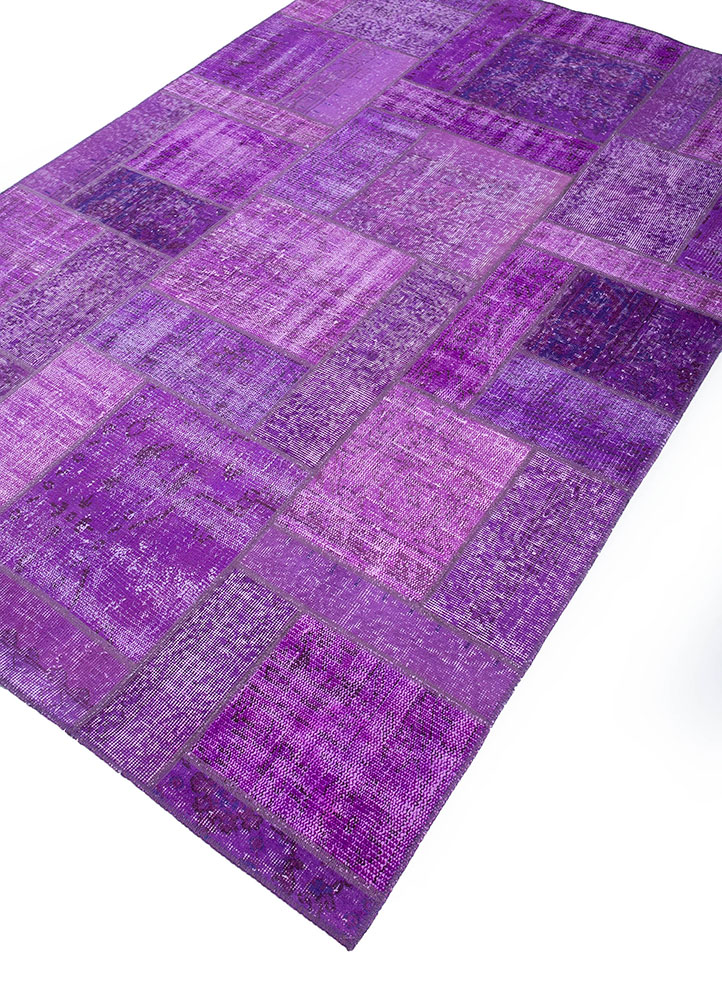 provenance pink and purple wool hand knotted Rug - FloorShot